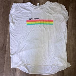 Sorority Sigma Kappa TCU shirt tee white rainbow